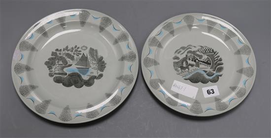Two Wedgwood Ravilious travel pattern dishes